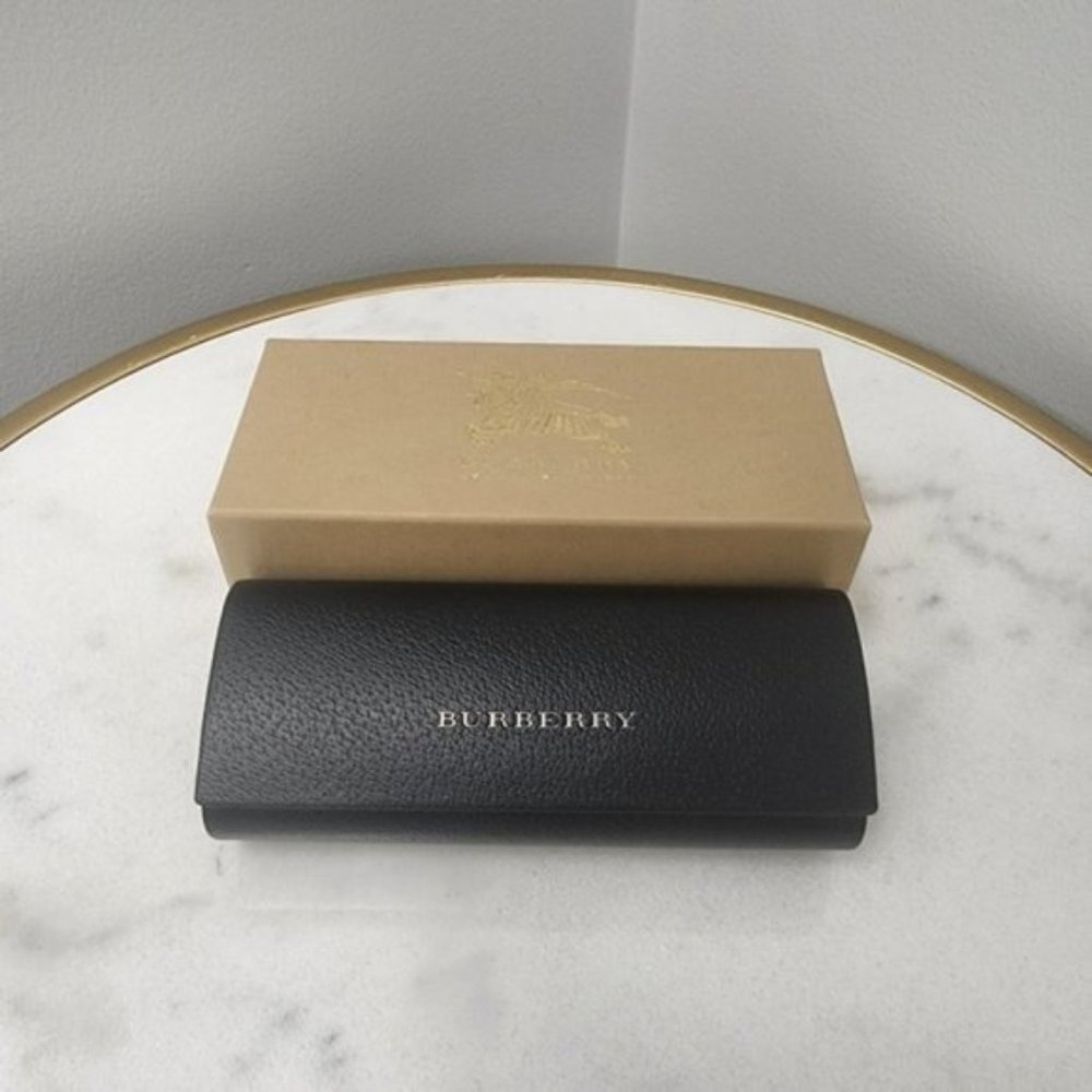 Burberry Black Leather Glasses Case With Box